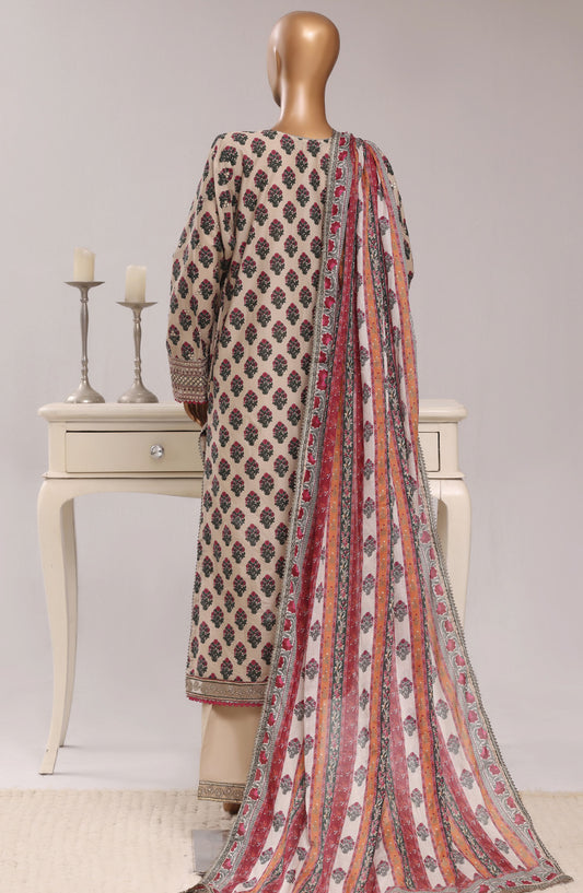 Sadabahar Regal Embroidered Lawn Stitched 3 Piece Suit - D-06 - SBD26RGR - Fawn - Festive Collection