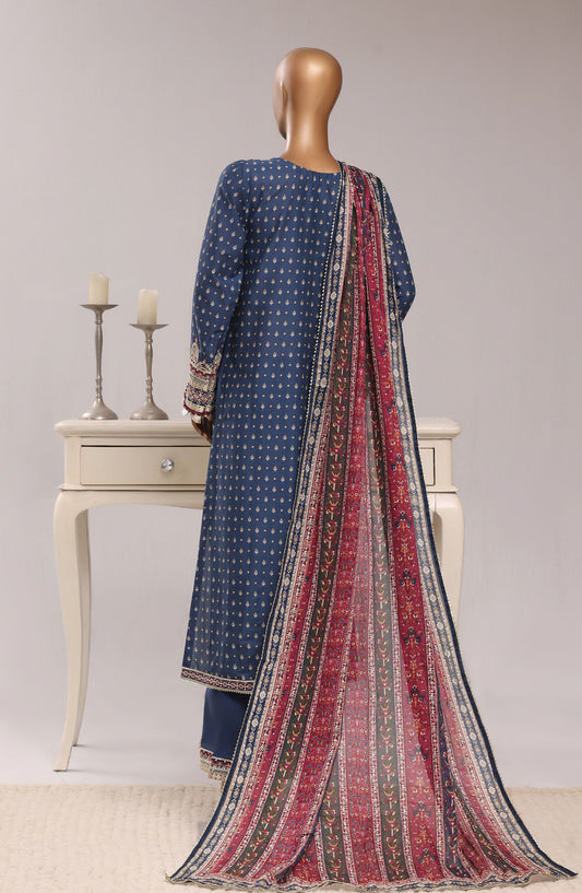 Sadabahar Regal Embroidered Lawn Stitched 3 Piece Suit - D-05 - SBD26RGR - Blue - Festive Collection