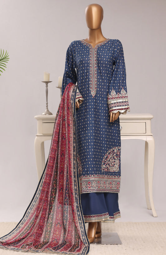 Sadabahar Regal Embroidered Lawn Stitched 3 Piece Suit - D-05 - SBD26RGR - Blue - Festive Collection