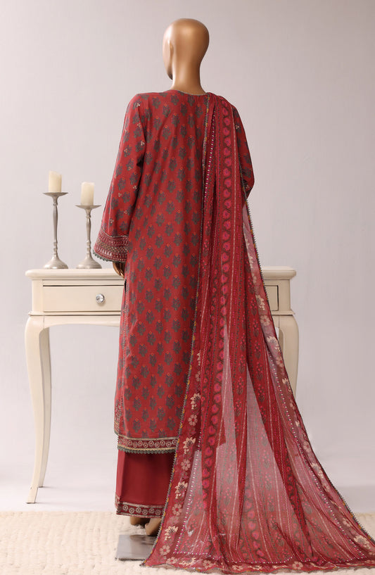 Sadabahar Regal Embroidered Lawn Stitched 3 Piece Suit - D-01 - SBD26RGR - Pink - Festive Collection