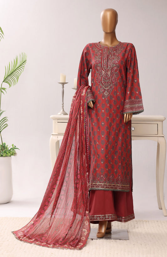 Sadabahar Regal Embroidered Lawn Stitched 3 Piece Suit - D-01 - SBD26RGR - Pink - Festive Collection