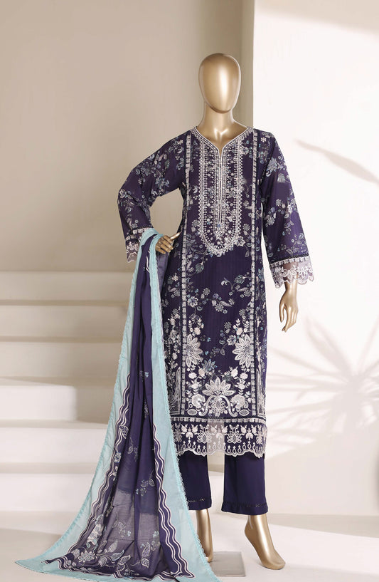 Sadabahar Embroidered Signature Stitched 3 Piece Suit - D-01 - SBD26FGV - Blue - Festive Collection