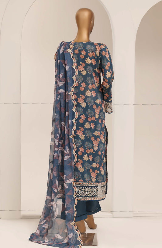 Sadabahar Signature Embroidered Stitched 3 Piece Suit - D-10 - SBD26XIT - Blue - Festive Collection