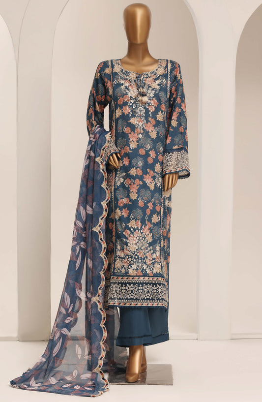 Sadabahar Signature Embroidered Stitched 3 Piece Suit - D-10 - SBD26XIT - Blue - Festive Collection