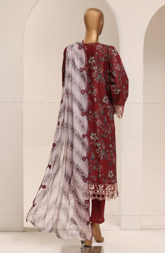 Sadabahar Signature Embroidered Stitched 3 Piece Suit - D-09 - SBD26XIT - Maroon - Festive Collection