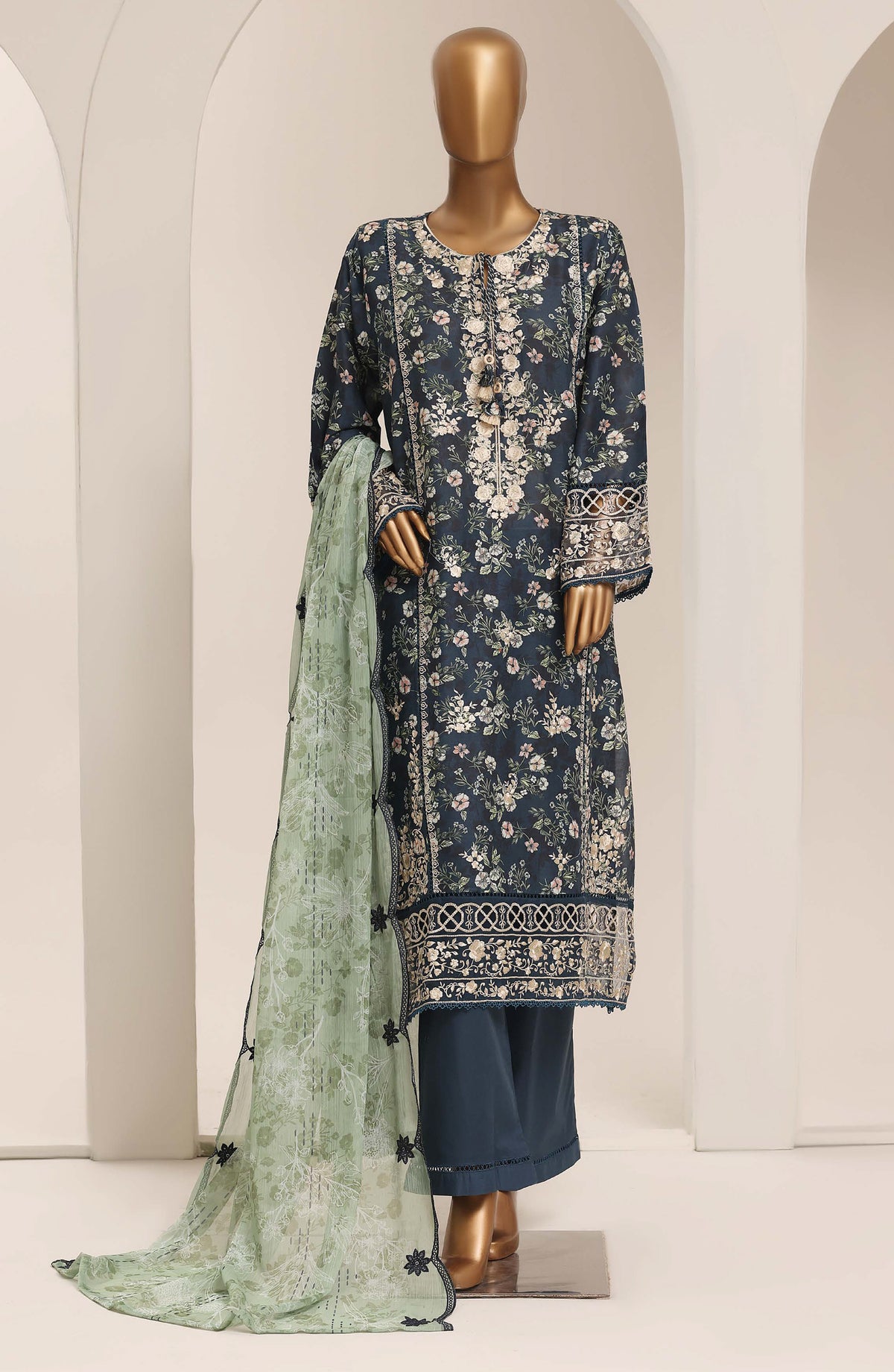 Sadabahar Signature Embroidered Stitched 3 Piece Suit - D-07 - SBD26XIT - Blue - Festive Collection