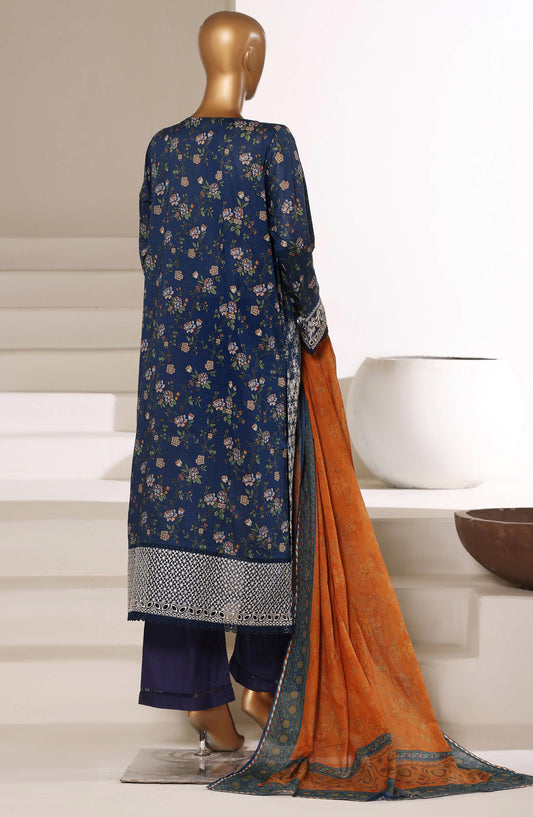 Sadabahar Signature Embroidered Lawn Stitched 3 Piece Suit - D-03 - SBD26SGN - Blue - Festive Collection