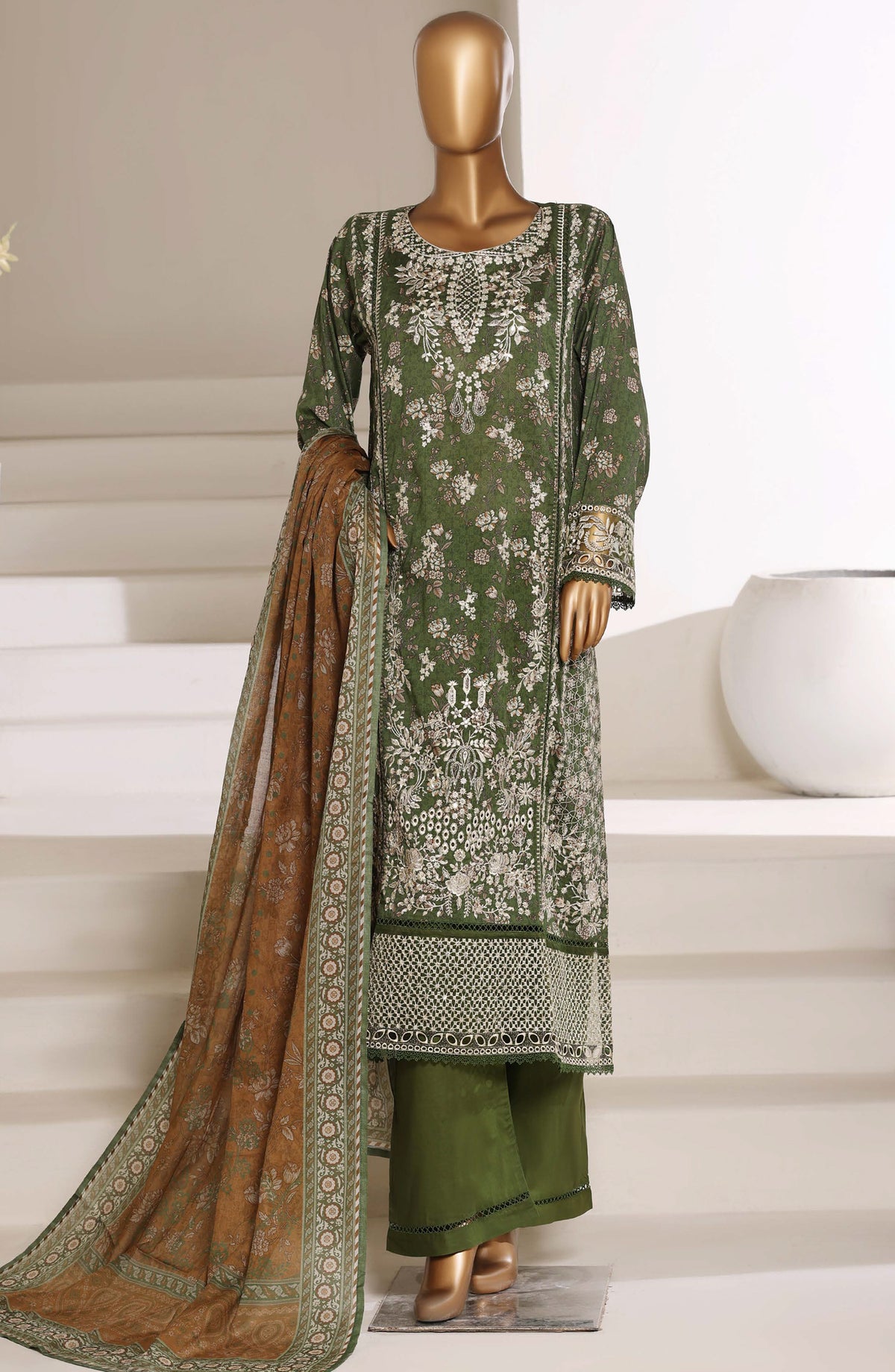 Sadabahar Signature Embroidered Lawn Stitched 3 Piece Suit - D-02 - SBD26SGN - Green - Festive Collection