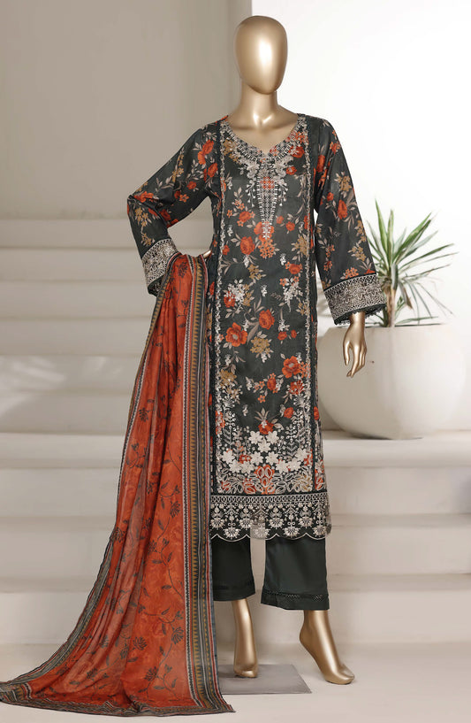 Sadabahar Embroidered Lawn Stitched 3 Piece Suit - D-08 - SBD26VL4 - Black - Festive Collection