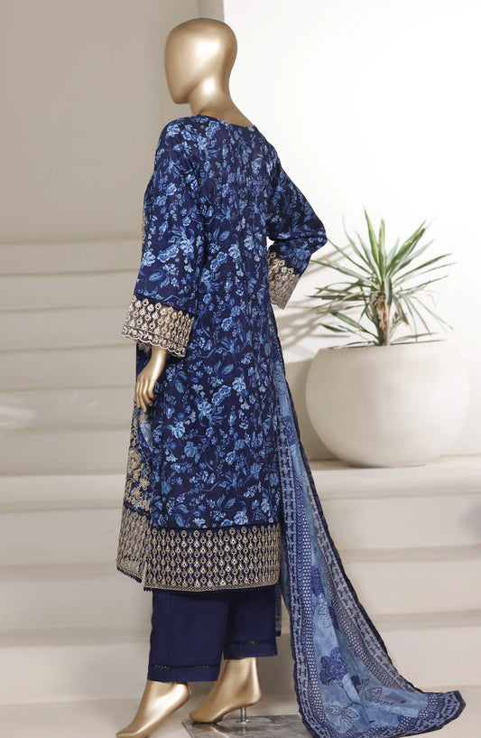 Sadabahar Embroidered Lawn Stitched 3 Piece Suit - D-06 - SBD26VL4 - Blue - Festive Collection