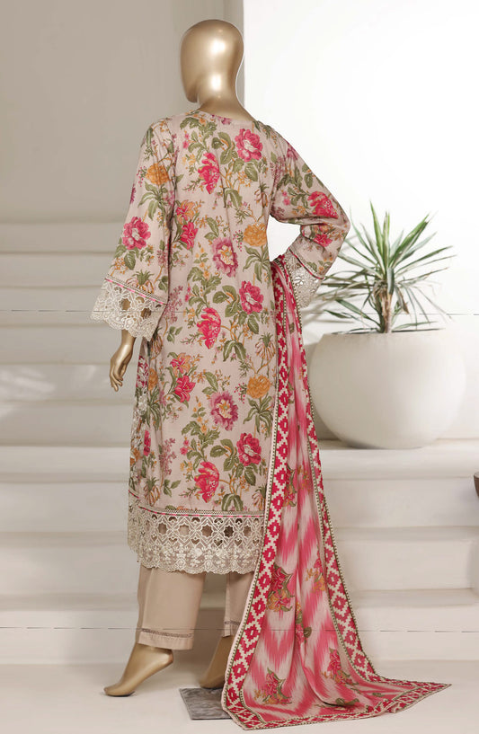 Sadabahar Embroidered Lawn Stitched 3 Piece Suit - D-04 - SBD26VL4 - Fawn - Festive Collection