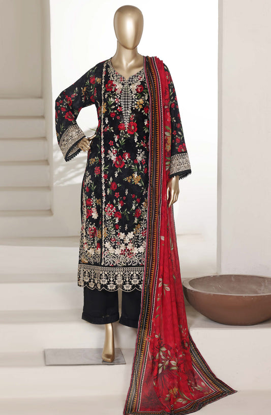 Sadabahar Embroidered Lawn Stitched 3 Piece Suit - D-03 - SBD26VL4 - Black - Festive Collection