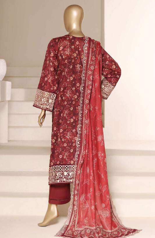 Sadabahar Signature Embroidered Stitched 3 Piece Suit - D-07 - SBD26NTR - Red - Festive Collection