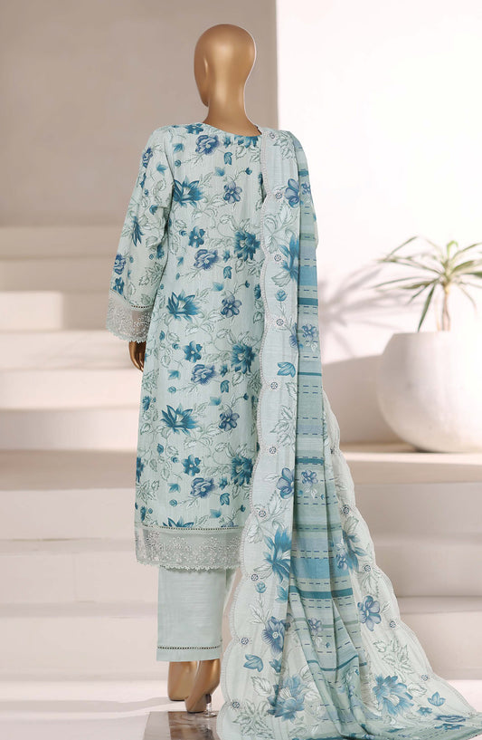 Sadabahar Signature Embroidered Khaddar Stitched 3 Piece Suit - Design-06 - SBD25SNA - Light Blue - Winter Collection