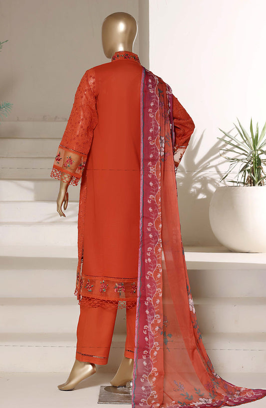 Sadabahar The Chikankari Edit Embroidered Stitched 3 Piece Suit - Design-06 - SBD26CHK - Orange - Luxury Collection