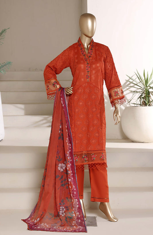 Sadabahar The Chikankari Edit Embroidered Stitched 3 Piece Suit - Design-06 - SBD26CHK - Orange - Luxury Collection