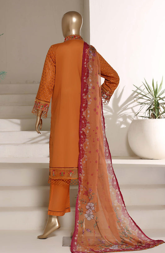 Sadabahar The Chikankari Edit Embroidered Stitched 3 Piece Suit - Design-04 - SBD26CHK - Rust - Luxury Collection