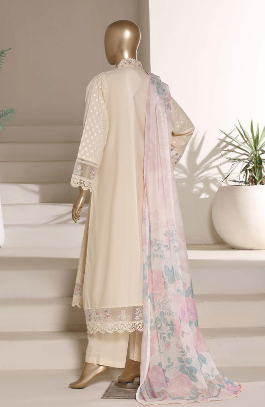 Sadabahar The Chikankari Edit Embroidered Stitched 3 Piece Suit - Design-03 - SBD26CHK - Fawn - Luxury Collection