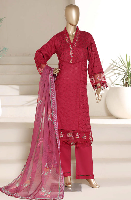 Sadabahar The Chikankari Edit Embroidered Stitched 3 Piece Suit - Design-02 - SBD26CHK - Red - Luxury Collection