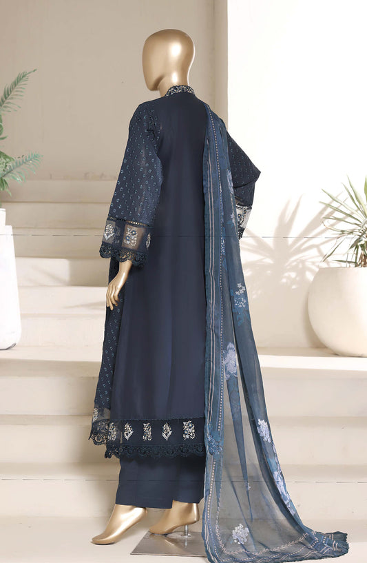 Sadabahar The Chikankari Edit Embroidered Stitched 3 Piece Suit - Design-01 - SBD26CHK - Blue - Luxury Collection