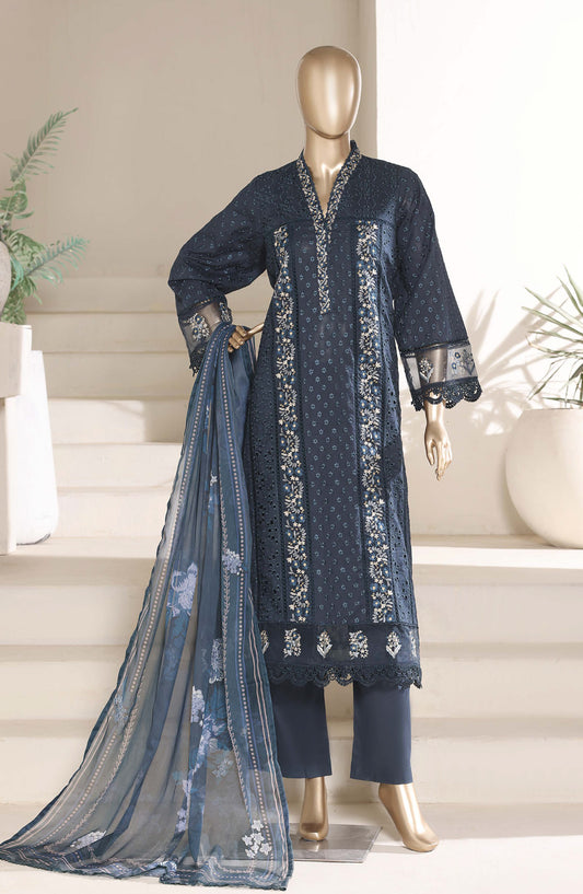 Sadabahar The Chikankari Edit Embroidered Stitched 3 Piece Suit - Design-01 - SBD26CHK - Blue - Luxury Collection