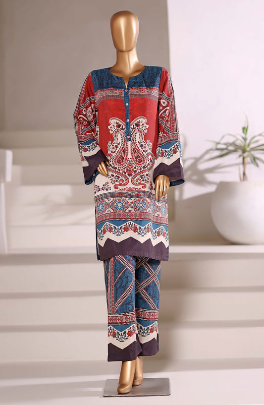 Sadabahar Printed Viscose Stitched 2 Piece Set - Design-05 - SBD25TVC - Red - Casual Collection