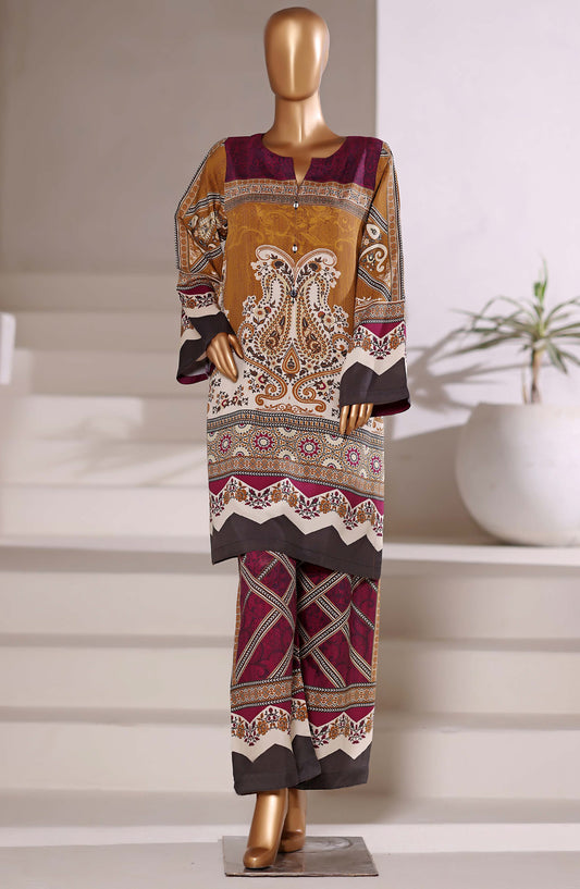 Sadabahar Printed Viscose Stitched 2 Piece Set - Design-02 - SBD25TVC - Brown - Casual Collection