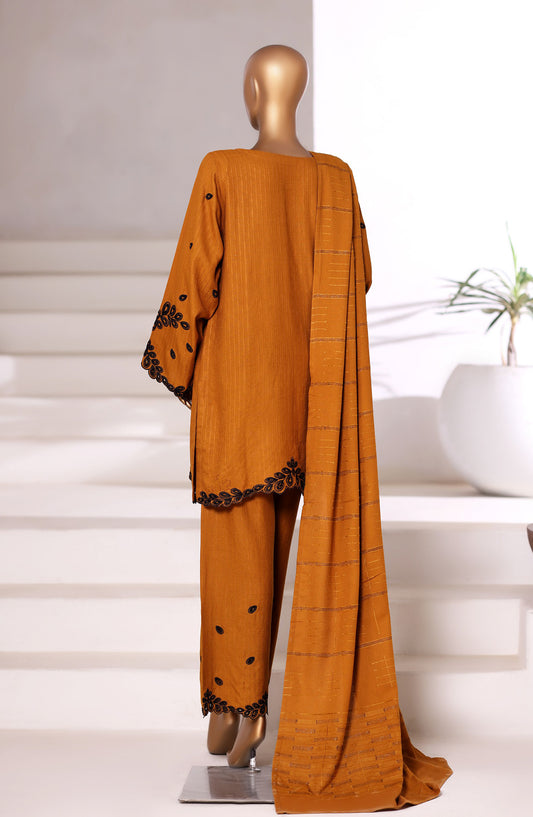 Sadabahar Vybe Embroidered Dhanak Stitched 3 Piece Suit - Design-03 - SBD25DNK - Mustard - Winter Collection
