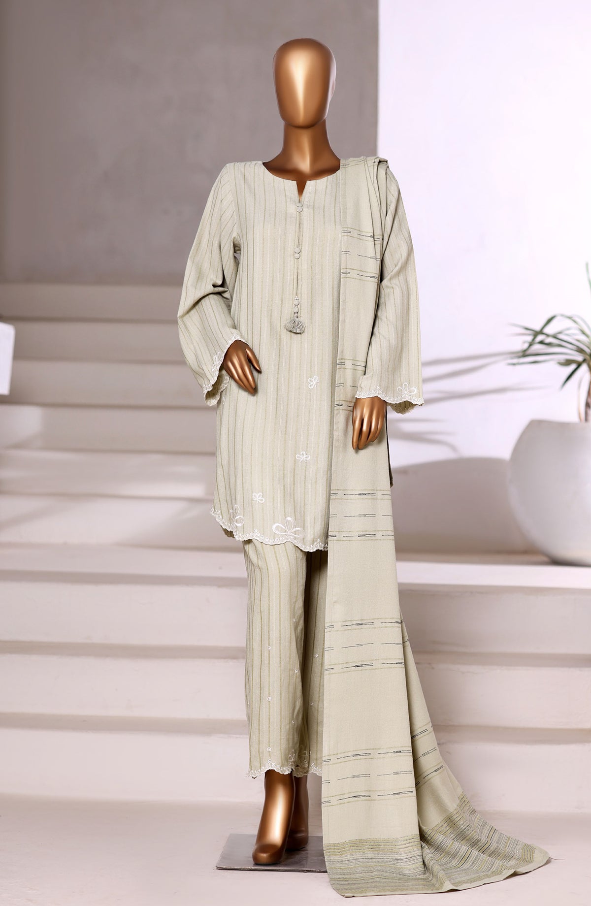 Sadabahar Vybe Embroidered Dhanak Stitched 3 Piece Suit - Design-02 - SBD25DNK - Green - Winter Collection