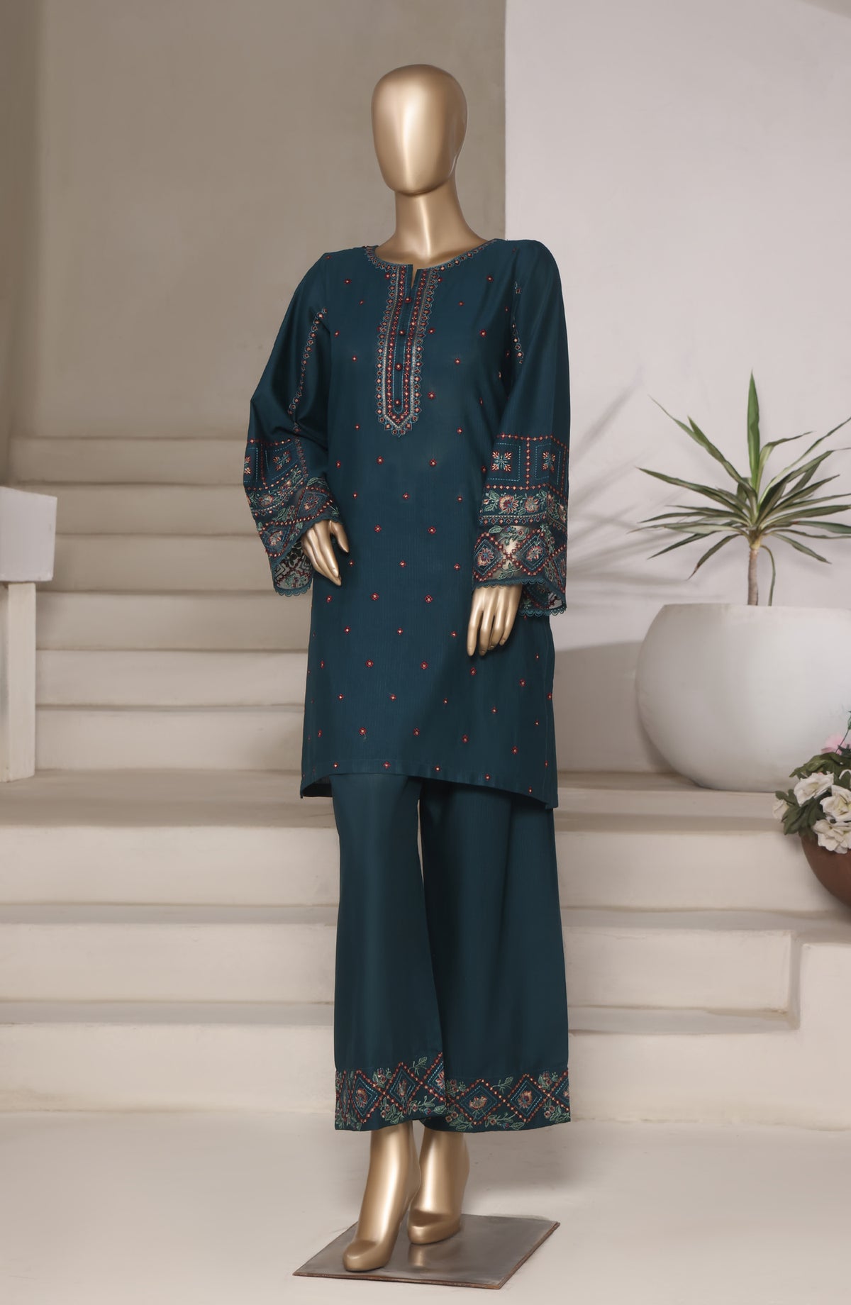 Sadabahar Vybe Embroidered Cotton Stitched 2 Piece Suit - Design-05 - SBD25VB - Green - Summer Collection