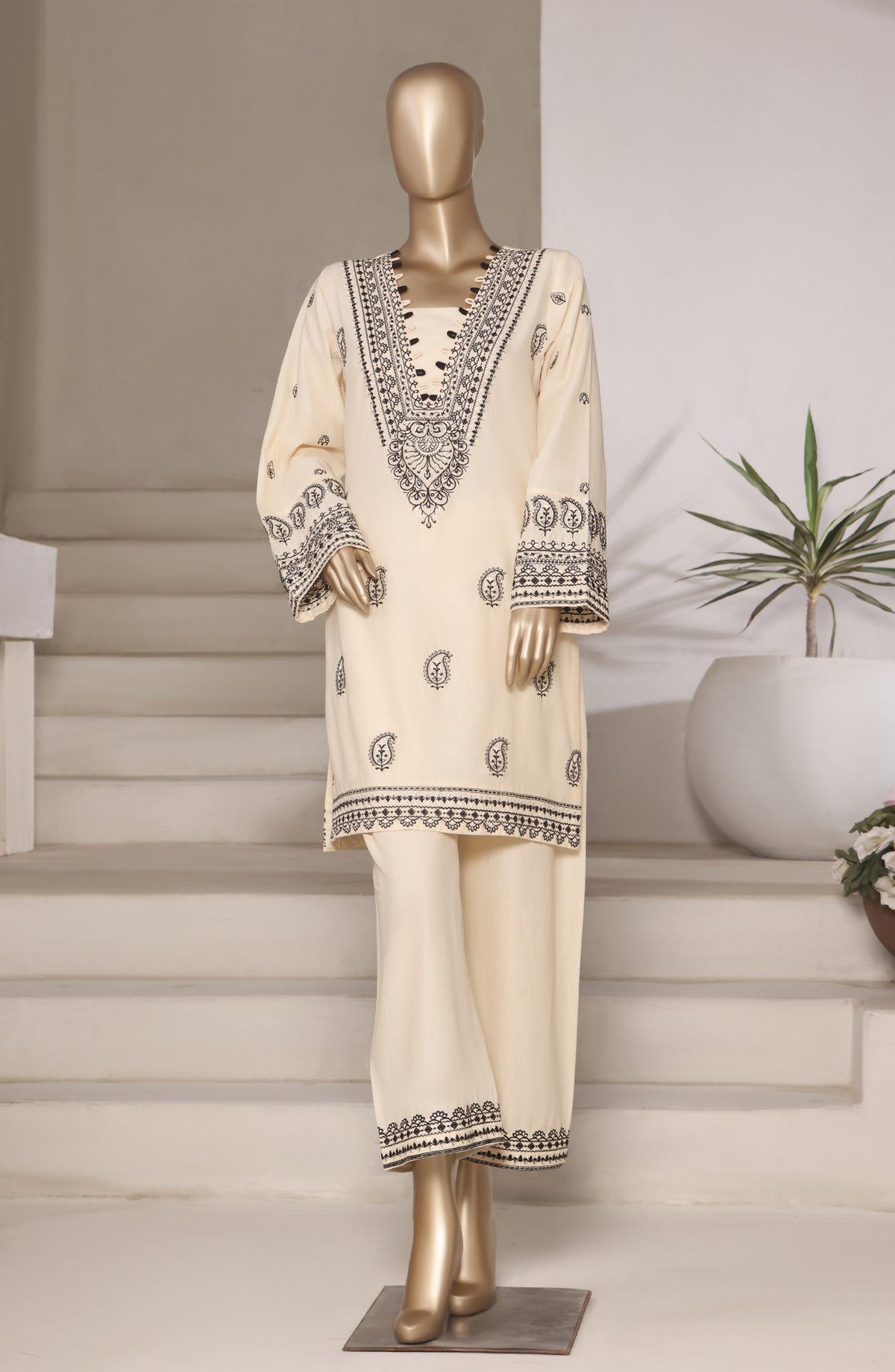 Sadabahar Vybe Embroidered Cotton Stitched 2 Piece Suit - Design-03 - SBD25VB - Fawn - Summer Collection