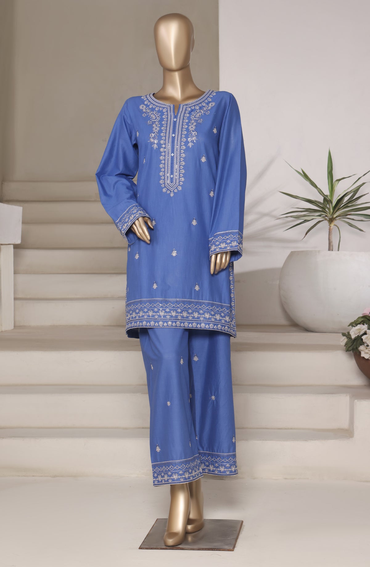 Sadabahar Vybe Embroidered Cotton Stitched 2 Piece Suit - Design-02 - SBD25VB - Blue - Summer Collection