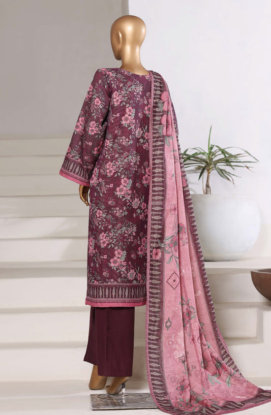 Sadabahar Printed Khaddar Stitched 3 Piece Suit - Design-05 - SBD25SHIMR - Purple - Winter Collection
