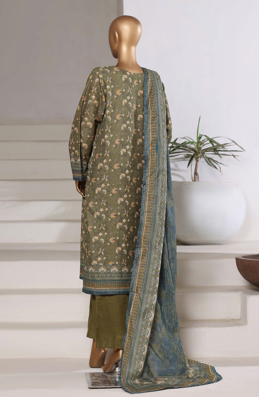 Sadabahar Printed Khaddar Stitched 3 Piece Suit - Design-02 - SBD25SHIMR - Green - Winter Collection
