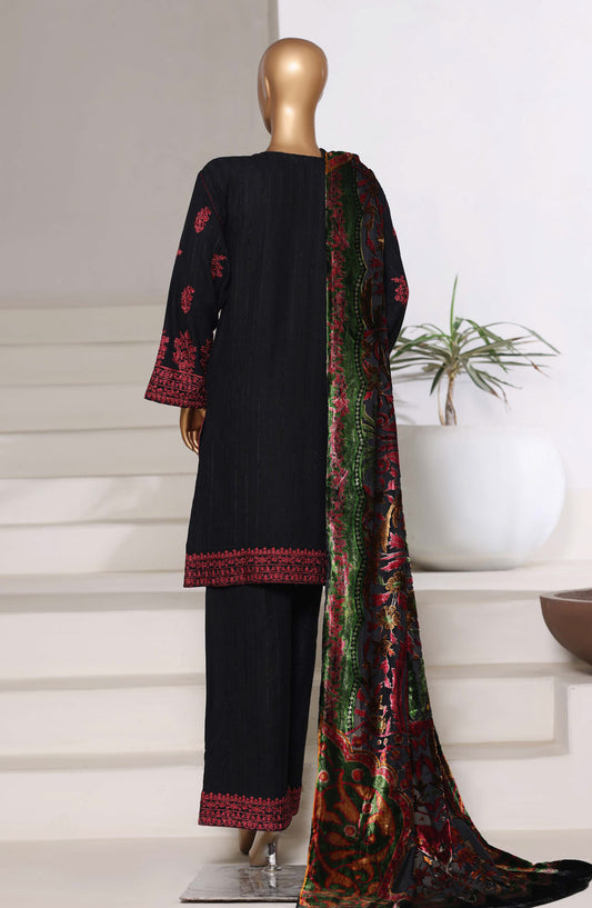 Sadabahar Luxury Embroidered Dhanak Stitched 3 Piece Suit - Design-06 - SBD25LXD - Black - Winter Collection