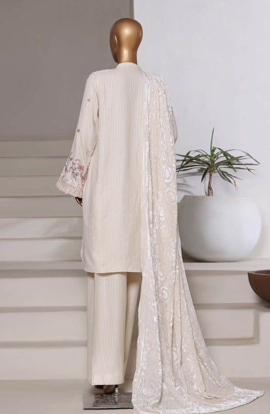 Sadabahar Luxury Embroidered Dhanak Stitched 3 Piece Suit - Design-04 - SBD25LXD - Fawn - Winter Collection