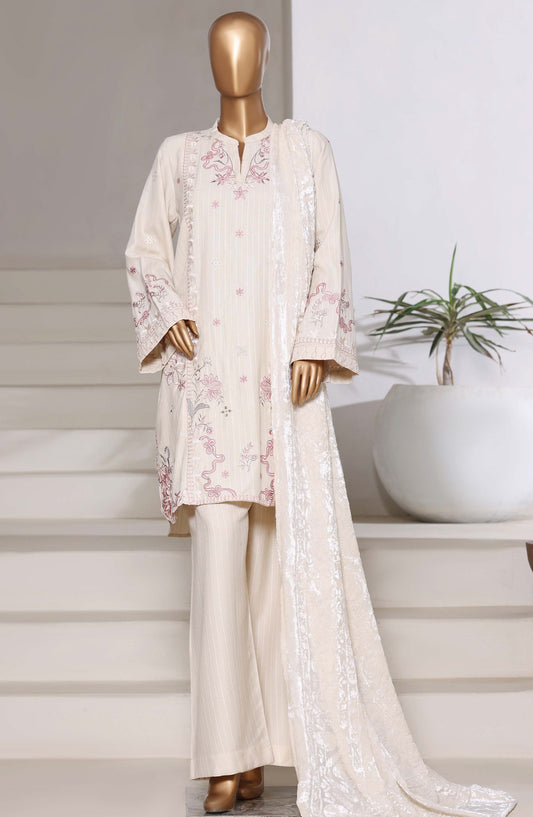 Sadabahar Luxury Embroidered Dhanak Stitched 3 Piece Suit - Design-04 - SBD25LXD - Fawn - Winter Collection