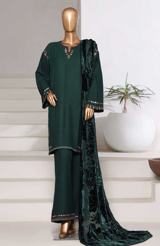 Sadabahar Luxury Embroidered Dhanak Stitched 3 Piece Suit - Design-02 - SBD25LXD - Green - Winter Collection