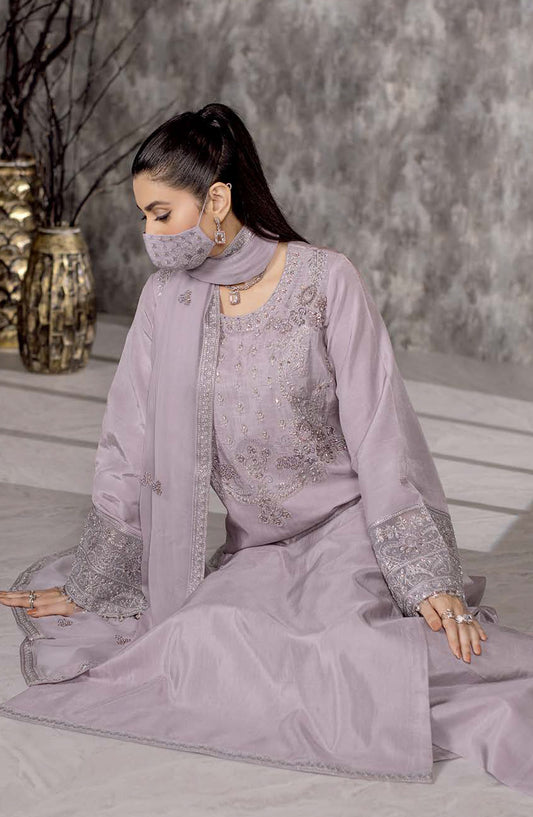 Safeera by Flossie Embroidered Raw Silk Unstitched 3 Piece Suit - RS-05 - FLS25RS - Pink - Formal Collection