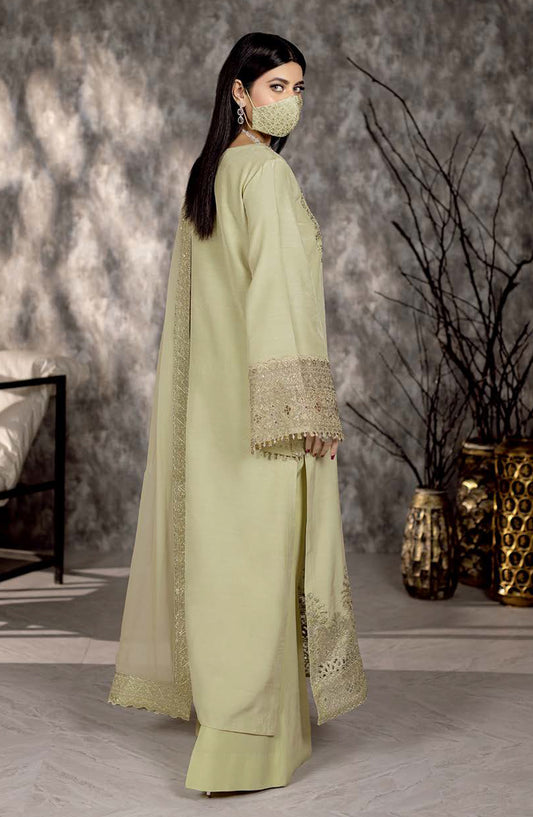 Safeera by Flossie Embroidered Raw Silk Unstitched 3 Piece Suit - RS-02 - FLS25RS - Lemon - Formal Collection