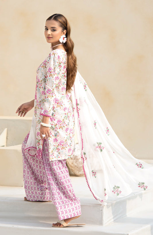 Saffron by Sanam Saeed Embroidered Lawn Unstitched 3 Piece Suit - D-07 - AK26SOF - Pink - Summer Collection