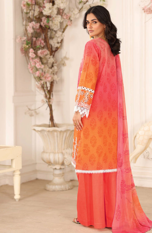 Safoora by Johra Embroidered Lawn Unstitched 3 Piece Suit - JH-980 - JH25SFA - Orange - Summer Collection