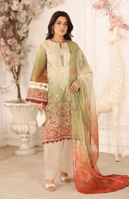 Safoora by Johra Embroidered Lawn Unstitched 3 Piece Suit - JH-979 - JH25SFA - Green - Summer Collection