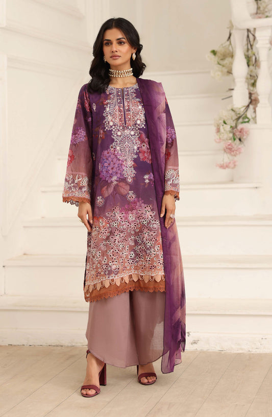 Safoora by Johra Embroidered Lawn Unstitched 3 Piece Suit - JH-977 - JH25SFA - Purple - Summer Collection