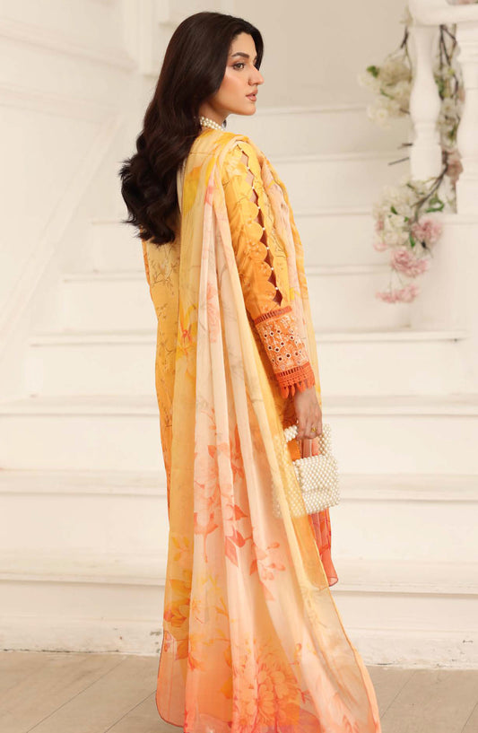 Safoora by Johra Embroidered Lawn Unstitched 3 Piece Suit - JH-976 - JH25SFA - Orange - Summer Collection