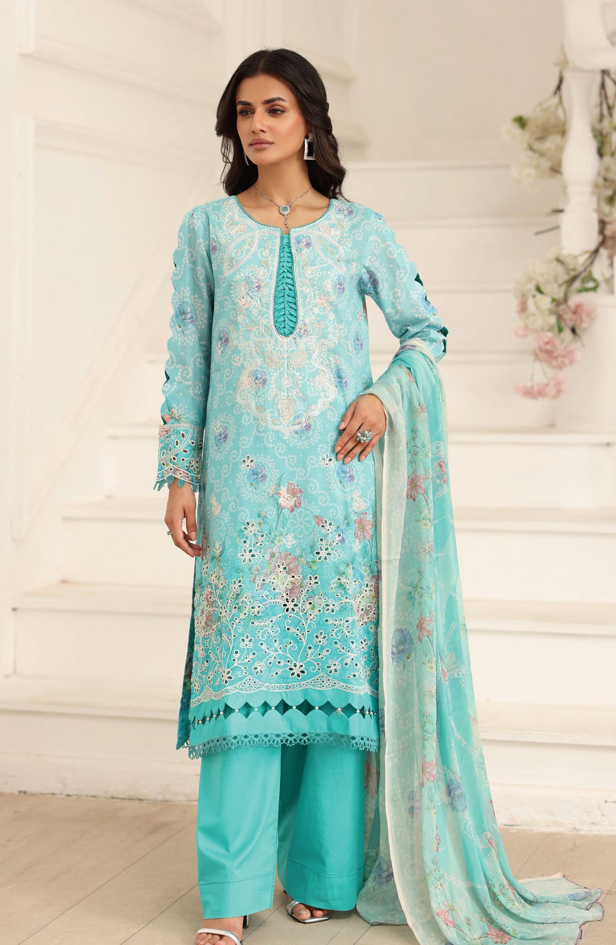 Safoora by Johra Embroidered Lawn Unstitched 3 Piece Suit - JH-975 - JH25SFA - Blue - Summer Collection