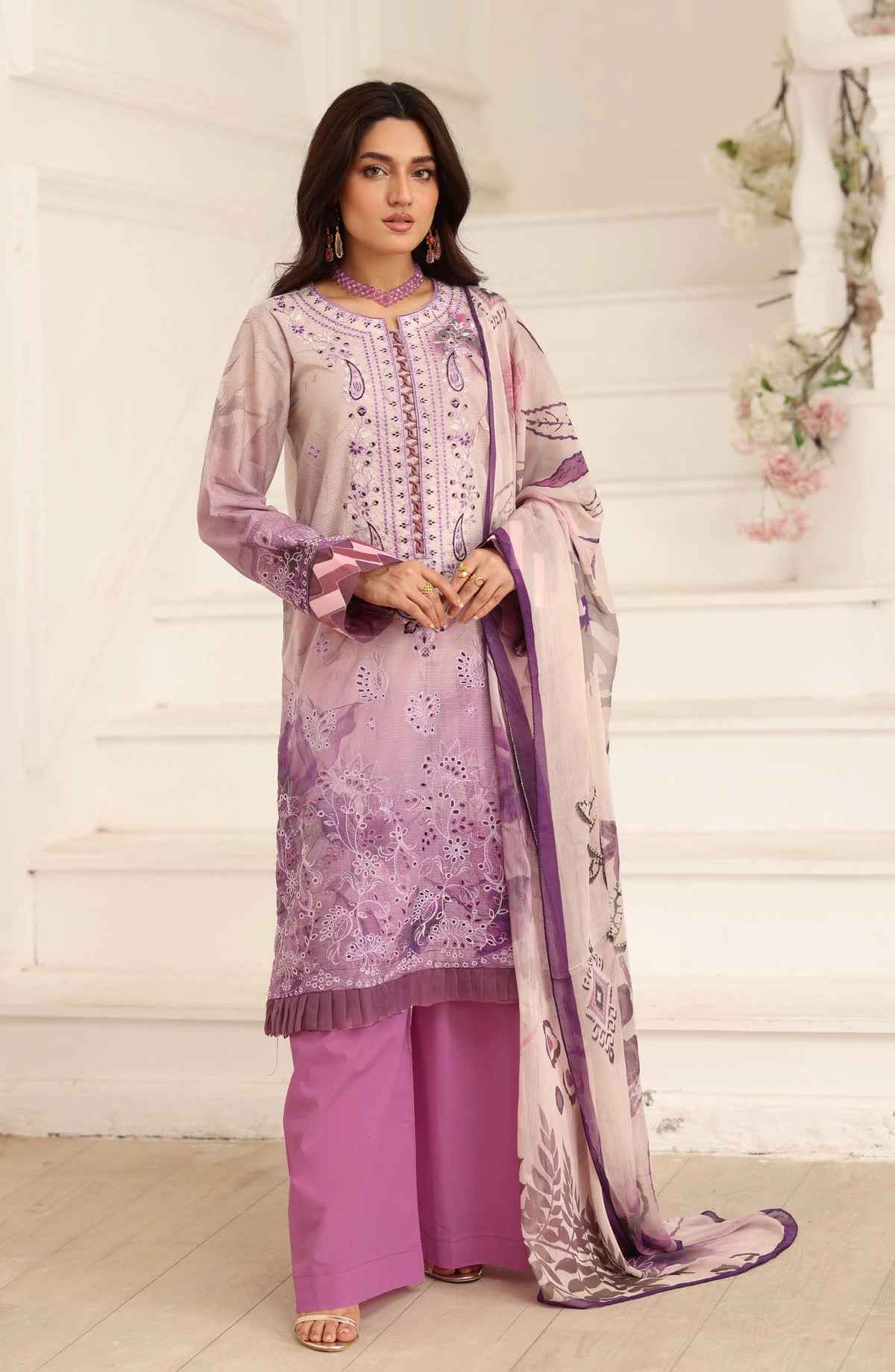 Safoora by Johra Embroidered Lawn Unstitched 3 Piece Suit - JH-974 - JH25SFA - Purple - Summer Collection