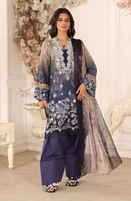 Safoora by Johra Embroidered Lawn Unstitched 3 Piece Suit - JH-972 - JH25SFA - Blue - Summer Collection