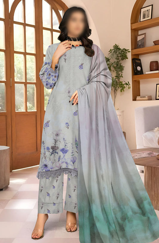 Sahil Embroidered Lawn Unstitched 3 Piece Suit - Design-10 - AK25SHL3 - Green - Summer Collection