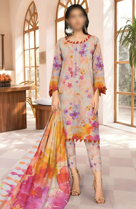 Sahil Embroidered Lawn Unstitched 3 Piece Suit - Design-09 - AK25SHL3 - Multi - Summer Collection
